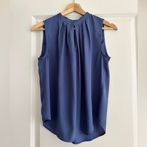 Ann Taylor Blue Keyhole Neck Sleeveless Blouse - Size XSP